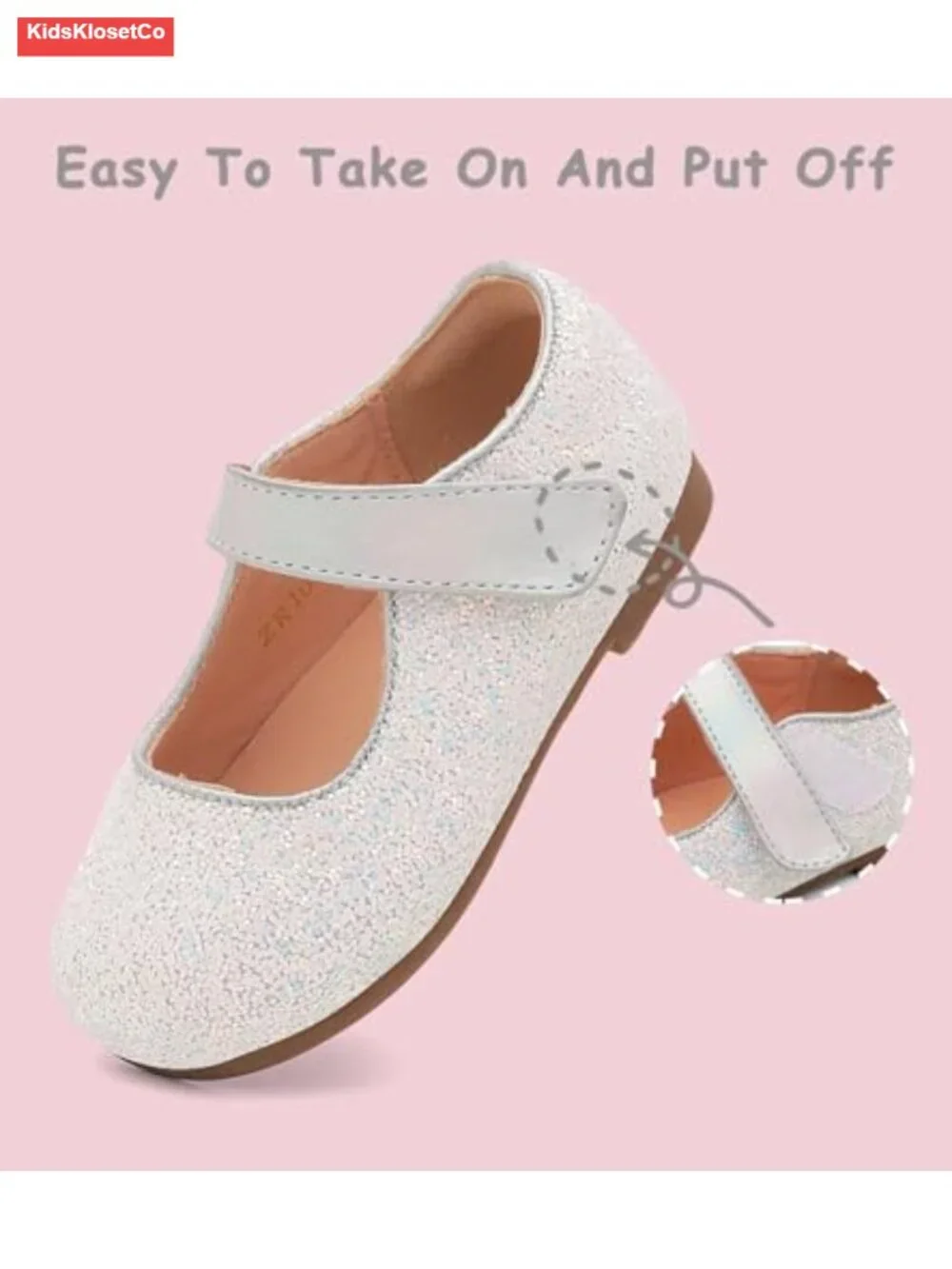 Toddler Mary Jane Flats with Hook & Loop Closure for Easy On/Off